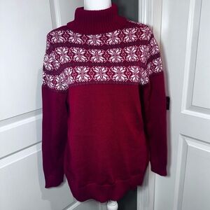 Breckenridge Red Fair Isle Turtleneck Sweater XL Holiday Lodge Knit